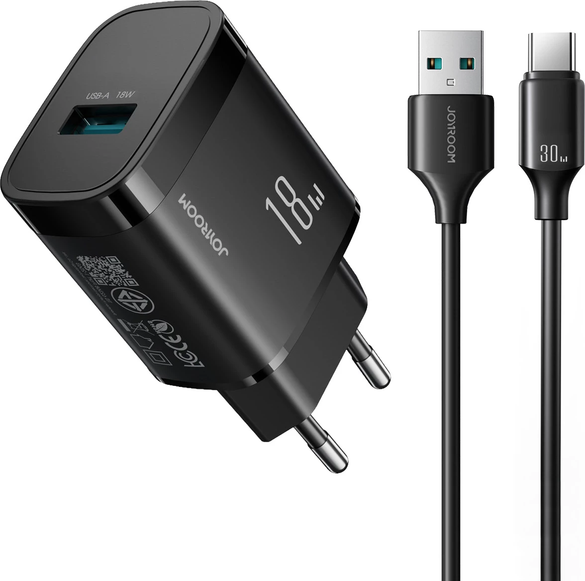 Karikues muri Joyroom JR-TF4 18W USB-A me kabllo USB-A në USB-C 1m, e zezë