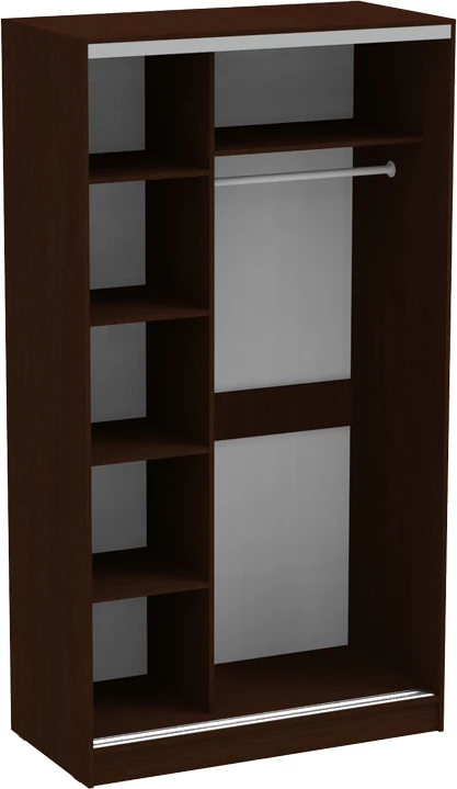 Dollap me dy dyer rrëshqitëse, pasqyrë, ngjyrë wenge, 120x60x220cm