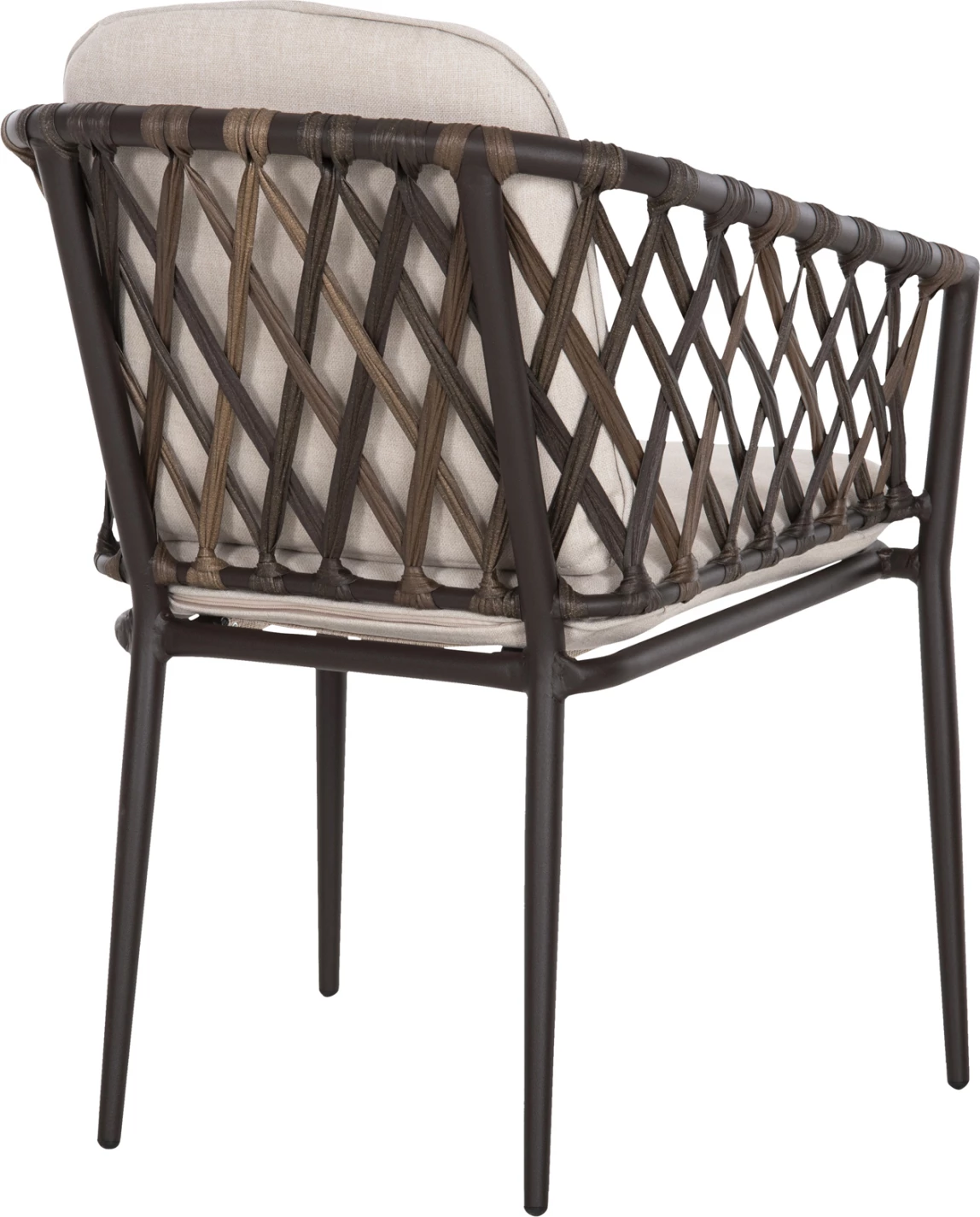 Karrige alumini BOLLY FH6080, kornizë kafe-sintetik ratan, jastëkë kafe-bezhë, 58.5x67x86H cm, set prej 4 copë