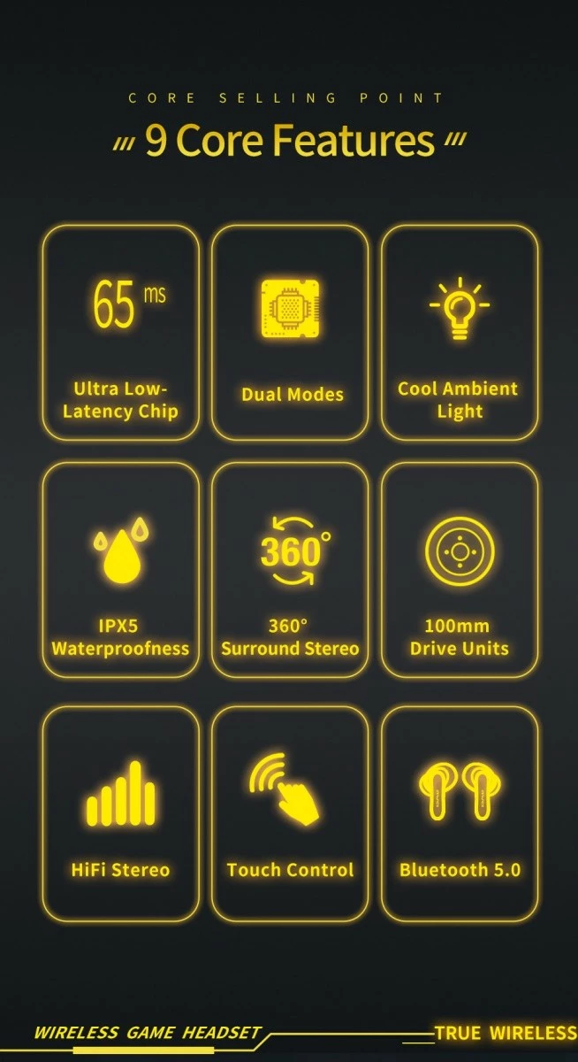 Kufje wireless AWEI T35 TWS me stacion karikimi, Bluetooth 5.0, për gaming, të zeza