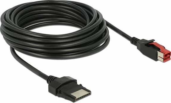 Kabllo PoweredUSB DeLOCK 85481, 5 m, 24V (8-pin), e zezë
