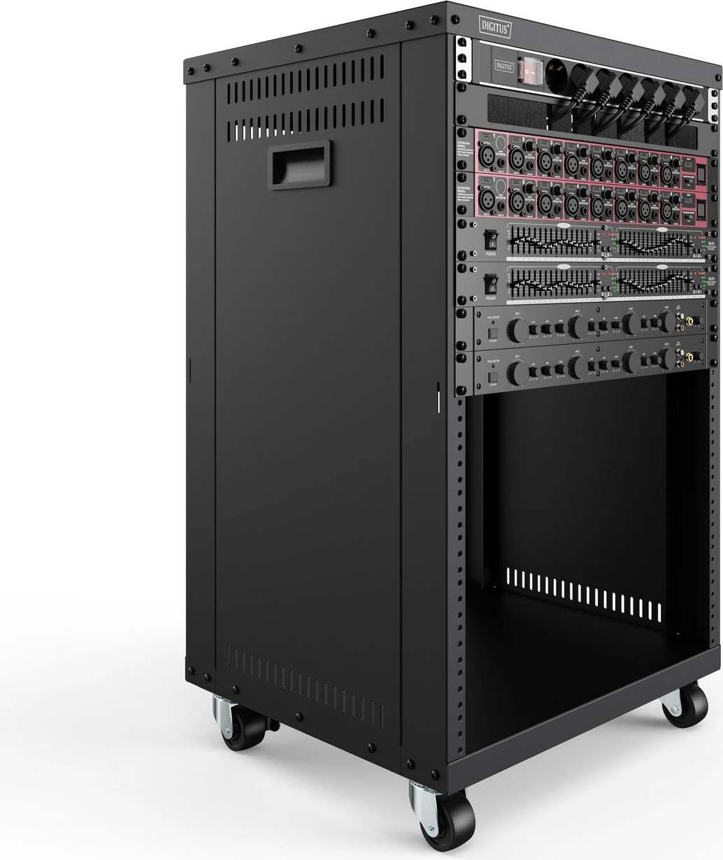 Kasë rrjeti Digitus 19 inç, 16HE, me rrota, e zezë