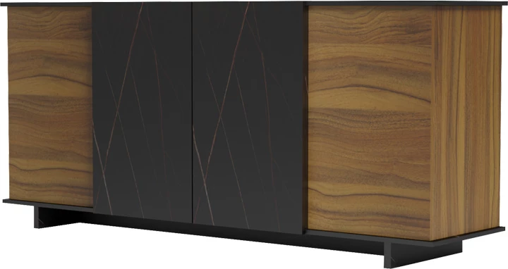 Bufe Zafore, ngjyrë arre me mermer të zi, 180x45x80cm