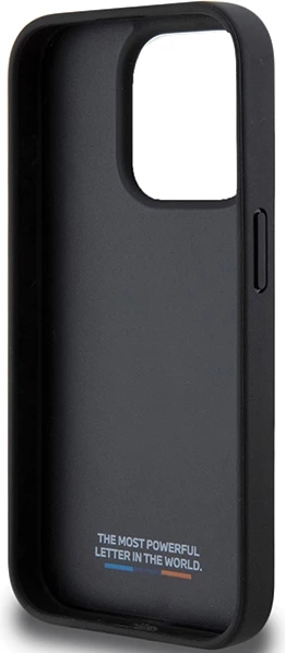 Mbështjellës BMW Perforated Tricolor Line për iPhone 15 Pro, i zi