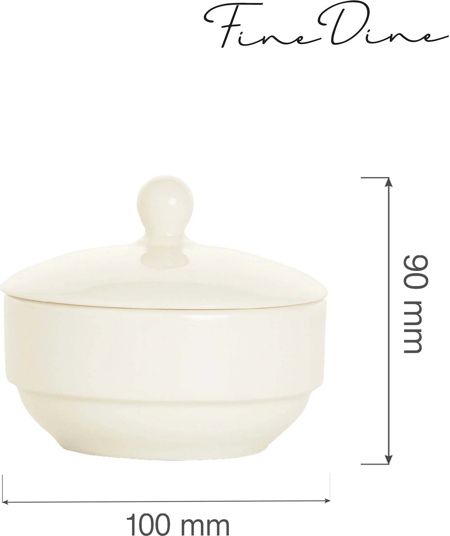 Enë sheqeri Fine Dine Crema, porcelan i vitrificum, me kapak, set 6 copë, krem