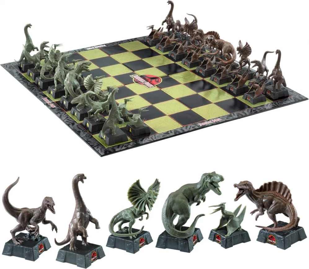 Set shahu Jurassic Park NOBLE COLLECTION Universal, 47 x 47 cm, 32 figura dinosauri
