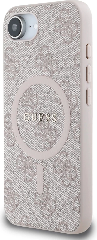 Mbështjellës Guess 4G Ring Classic Logo MagSafe për iPhone 16e, Rozë