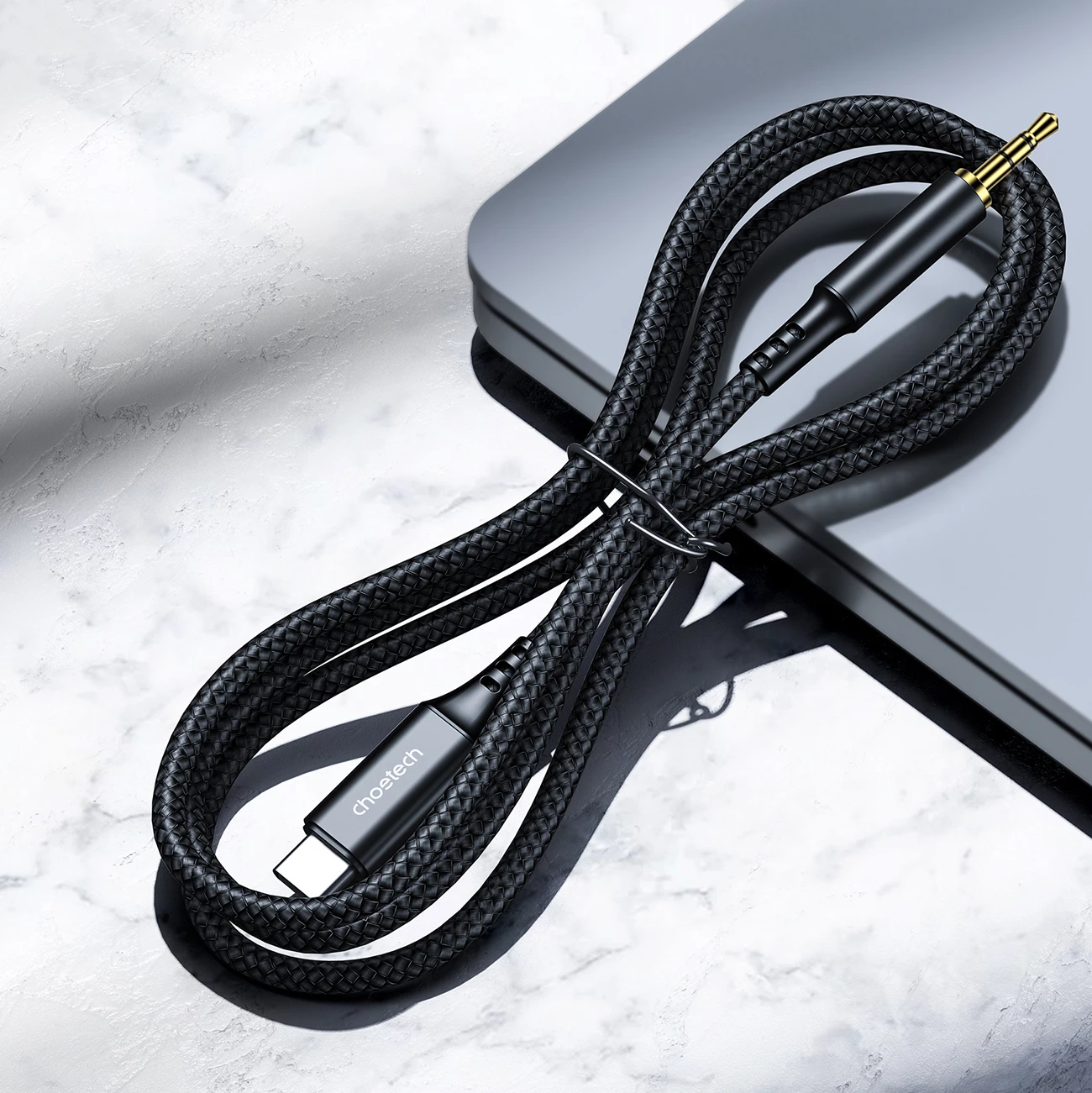 Kabllo audio Choetech AUX006, USB-C në mini jack 3.5mm, 1m, e zezë