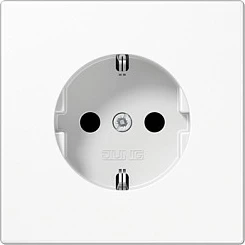 Prizë muri Jung LS 1520 KI WW, Type F (Schuko), 16A 250V, 1 dalje, 70x70mm, e bardhë