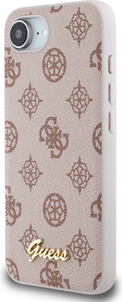 Mbështjellës Guess Peony Script Logo MagSafe për iPhone 16e, Kafe