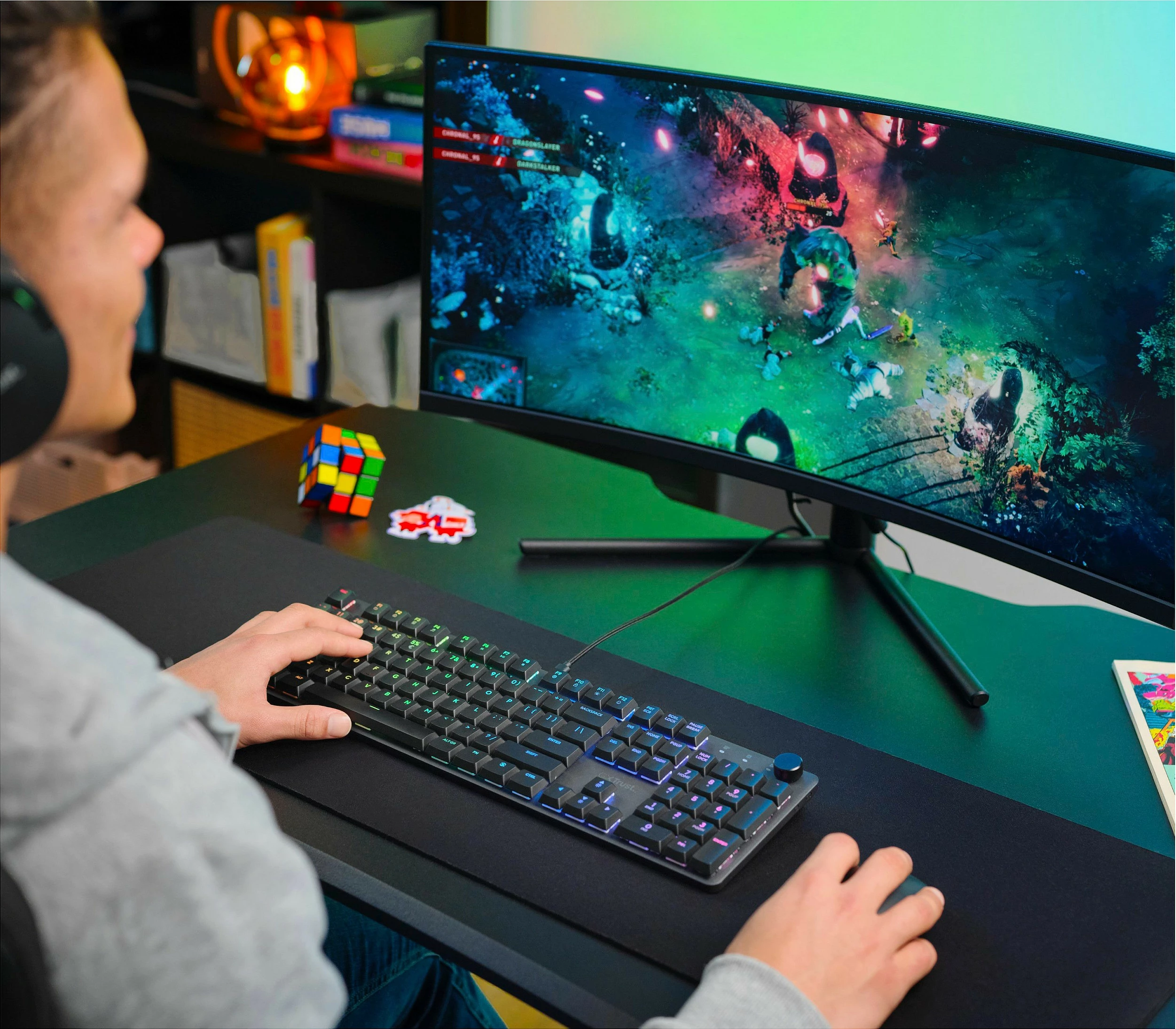 Tastierë mekanike gaming Trust GXT 866 Torix, USB, QWERTZ, RGB LED, full-size, e zezë