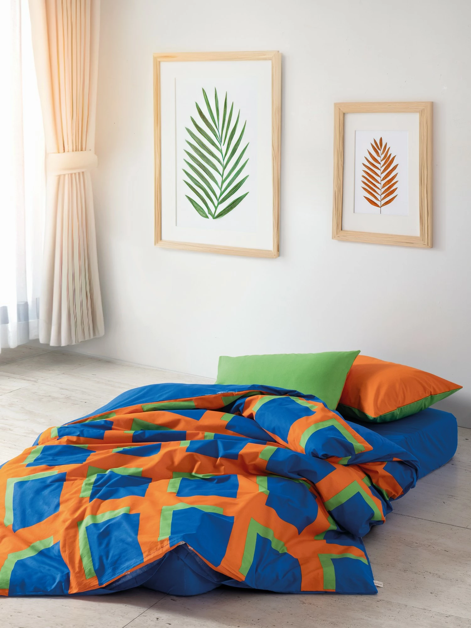 Set mbulesë për jorgan dopio, L'essentiel, Venus, ngjyrë kaltër, jeshile, portokalli