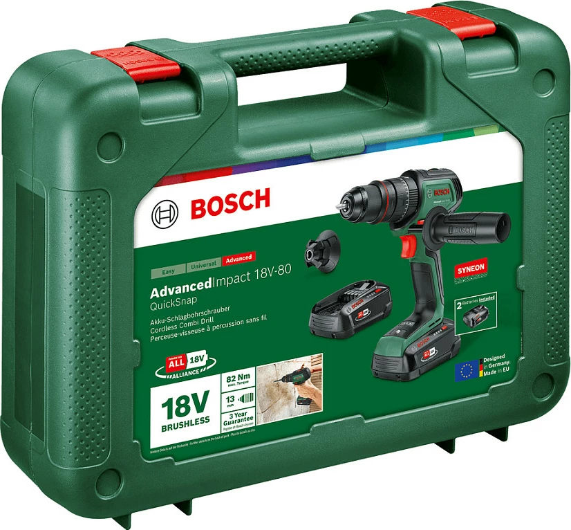 Shpuese/vidhosëse me bateri Bosch AdvancedImpact 18V-80 QuickSnap, 18V, 2x 2.5Ah, e gjelbër/zezë