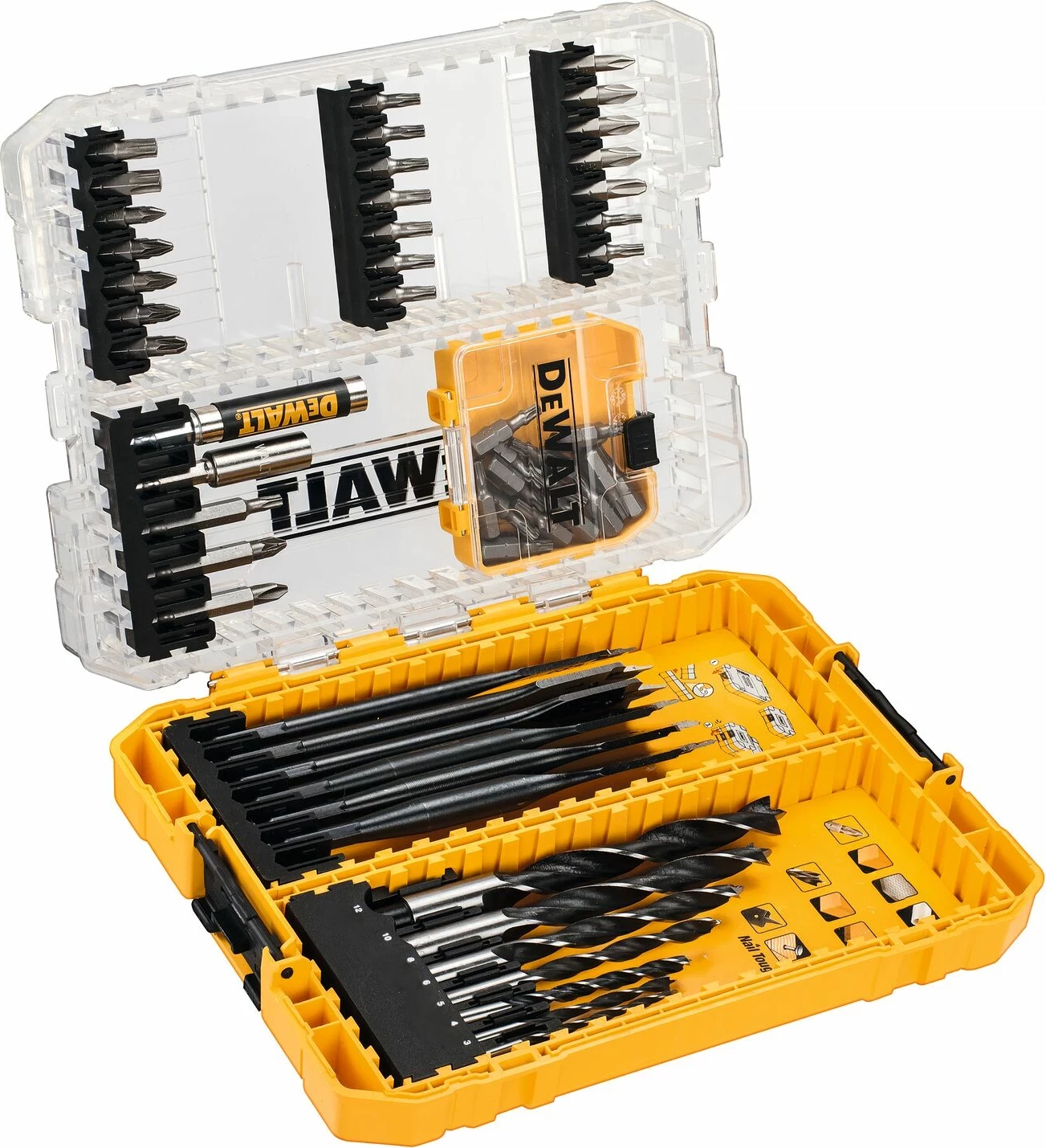 Set bitash dhe burgjish druri Dewalt DT70758, 57 copë, ToughCase+ e verdhë