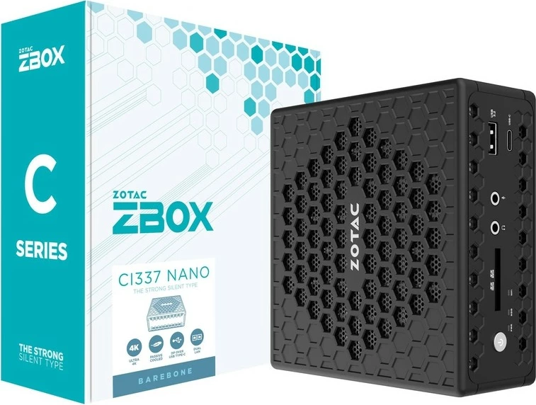 Mini PC Zotac ZBOX CI337 NANO, Intel N100, 1xDDR5 SODIMM, SATA M.2, e zezë