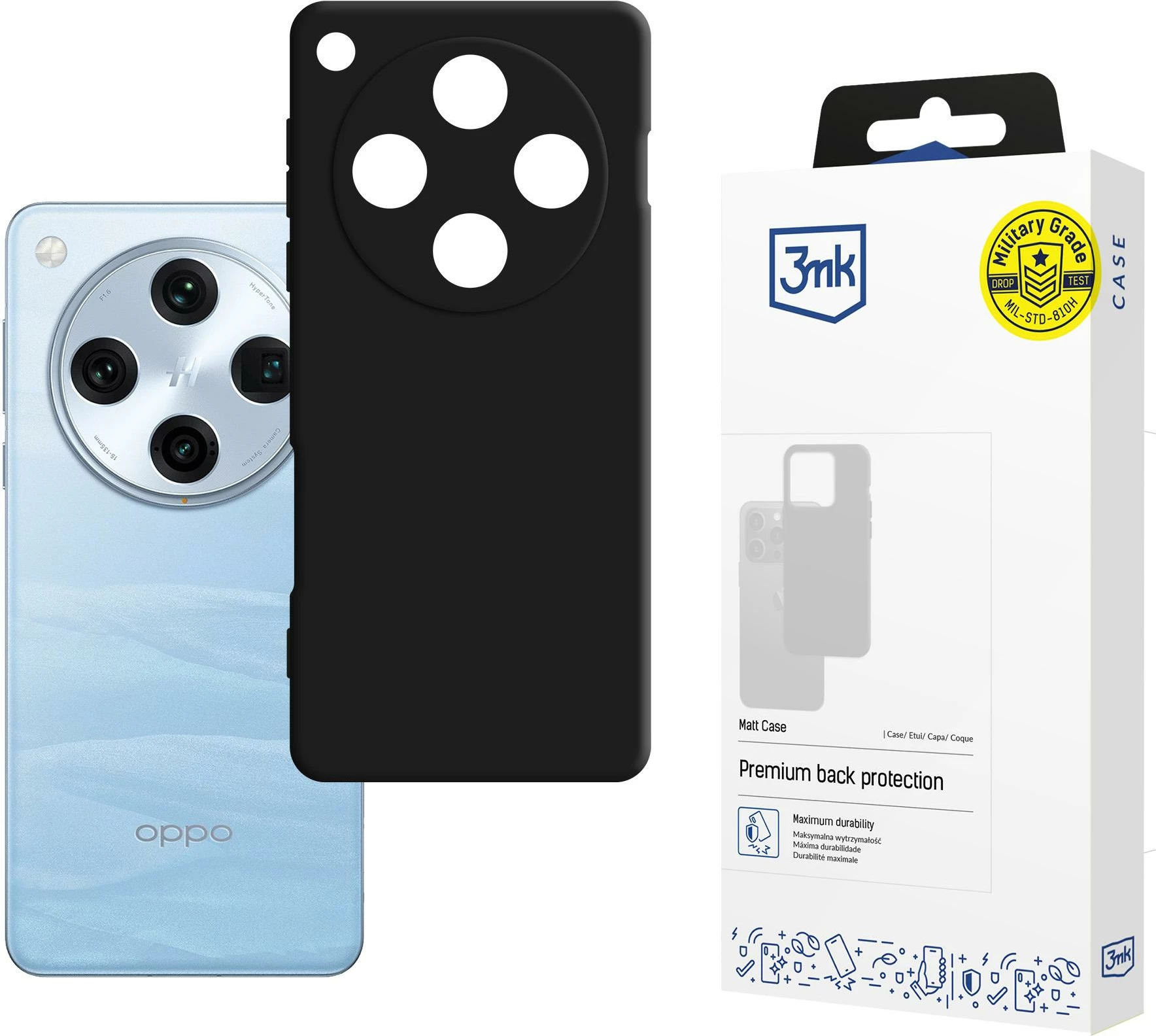 Mbështjellës 3mk Matt Case për Oppo Find X8 Pro, i zi