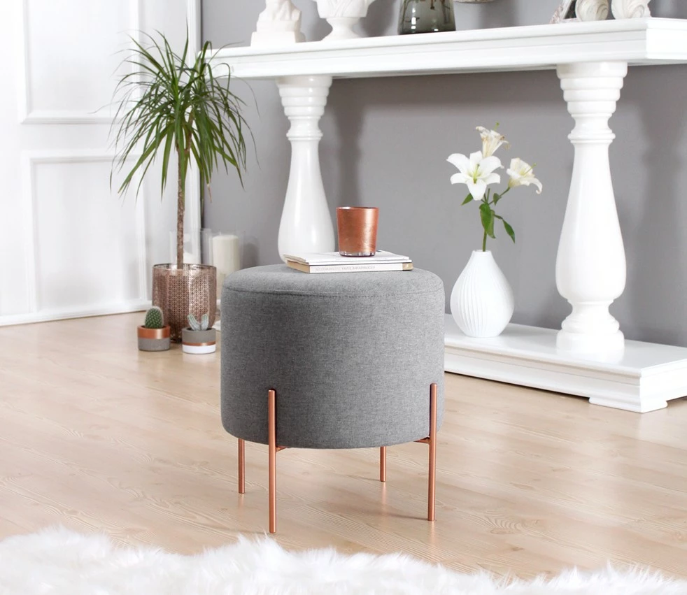 Puf Atelier del Sofa, ngjyrë gri, këmbë bakri, 42x40cm
