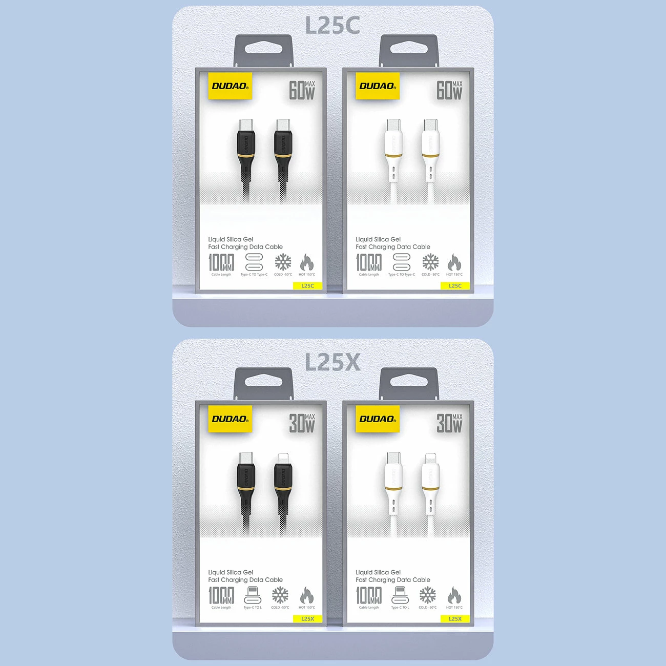 Kabllo USB-C në USB-C Dudao L25C PD 60W 1m silikon 480 Mbps, e bardhë