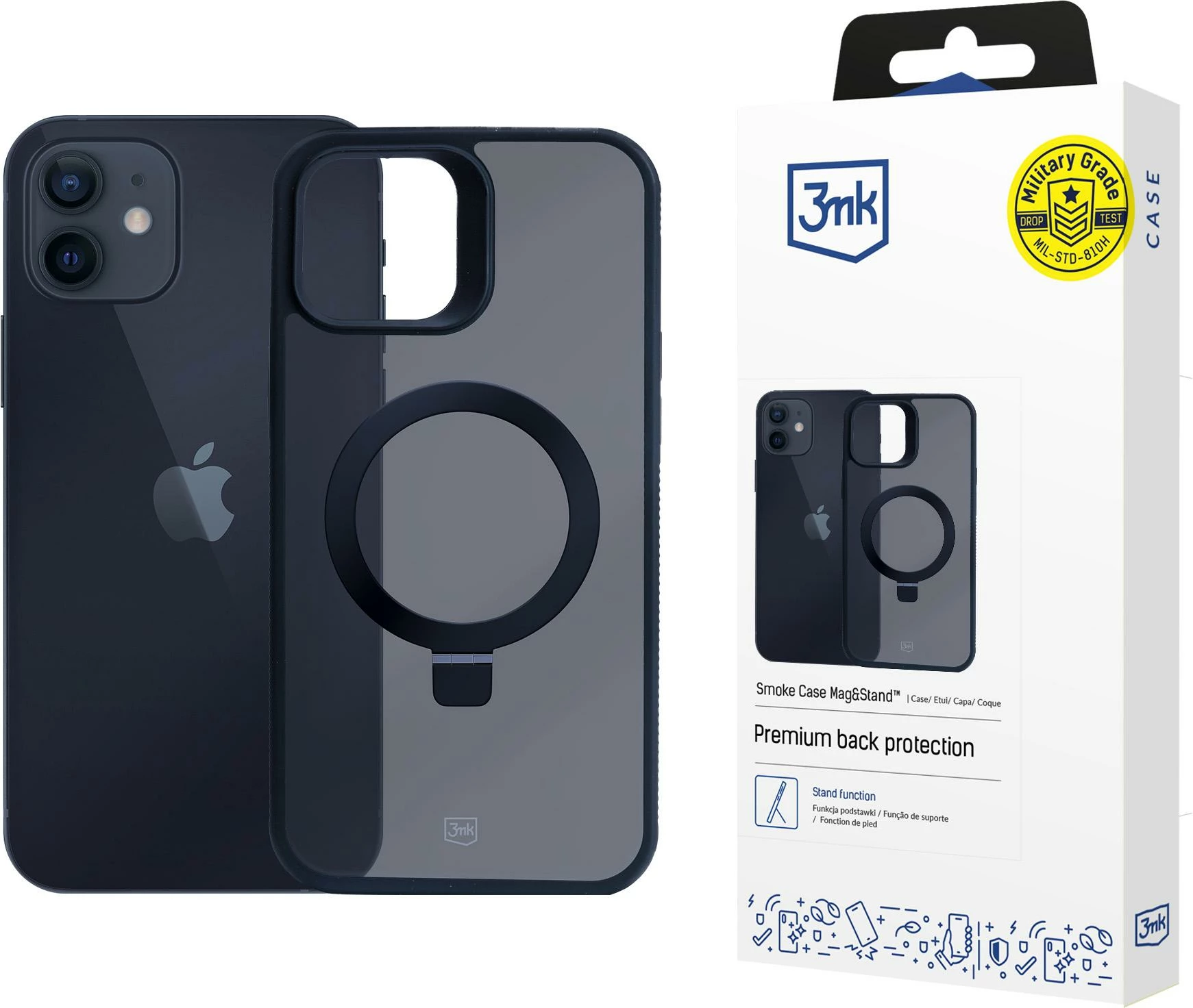 Mbështjellës 3mk Smoke Case Mag&Stand për iPhone 12/12 Pro, i zi