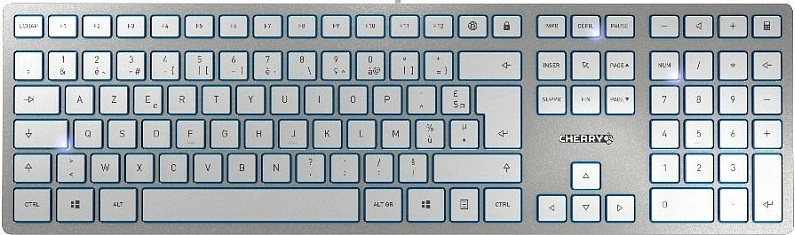 Tastierë Cherry KC 6000 SLIM, layout belg, slim, me kabllo, gri/bardhë