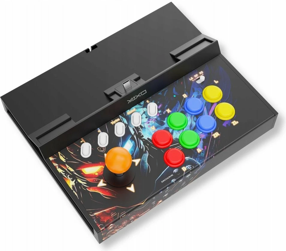 Kontroller arkade Yaxo Arcade Arena për Nintendo Switch/NS2, Turbo, USB-C, 12 slote kartash, i zi