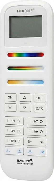 Telekomandë LED Miboxer FUT100, RGB+CCT, 2.4GHz RF, 100 zona, e bardhë