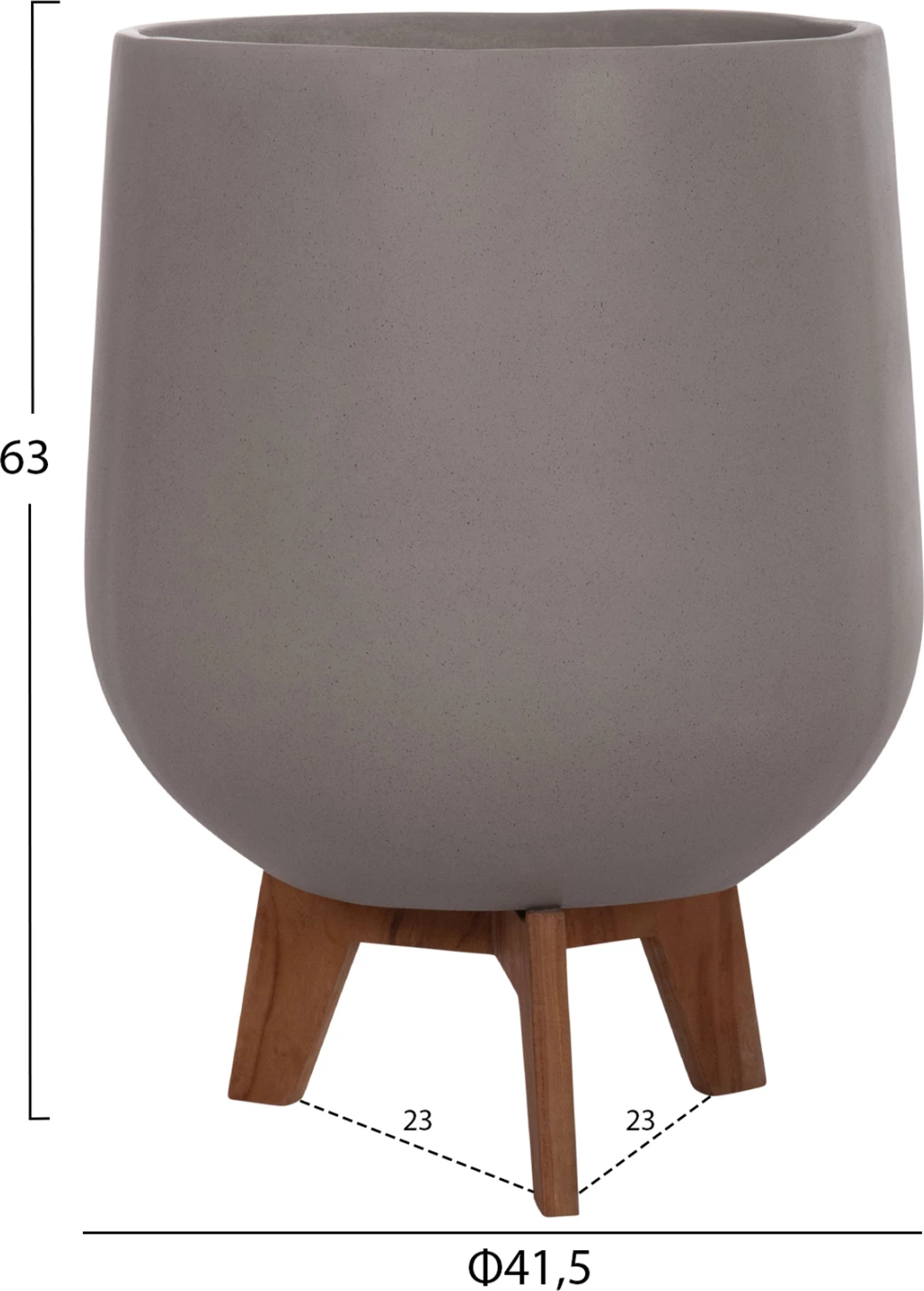 Set 3 vazo me bazë teak TRYLL FH4681.03, fibër-cement, ngjyrë gri