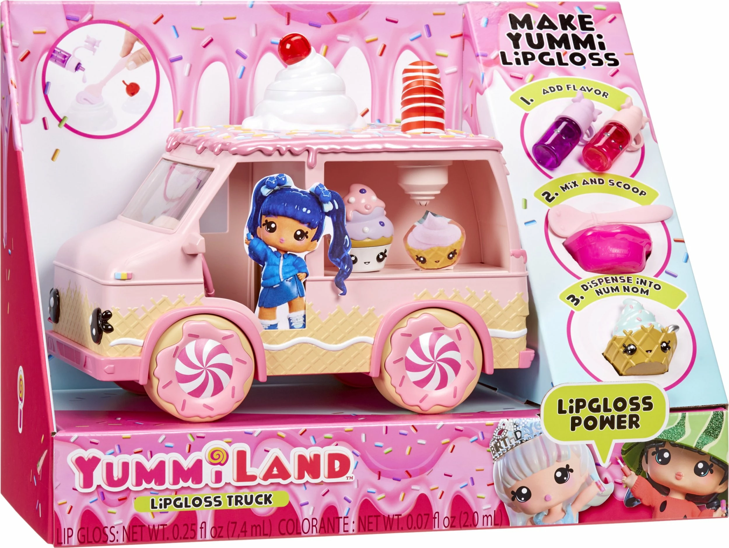 Set lodre MGA Yummiland Lipgloss Truck për krijim shkëlqyes buzësh, rozë, me kukull dhe aksesorë