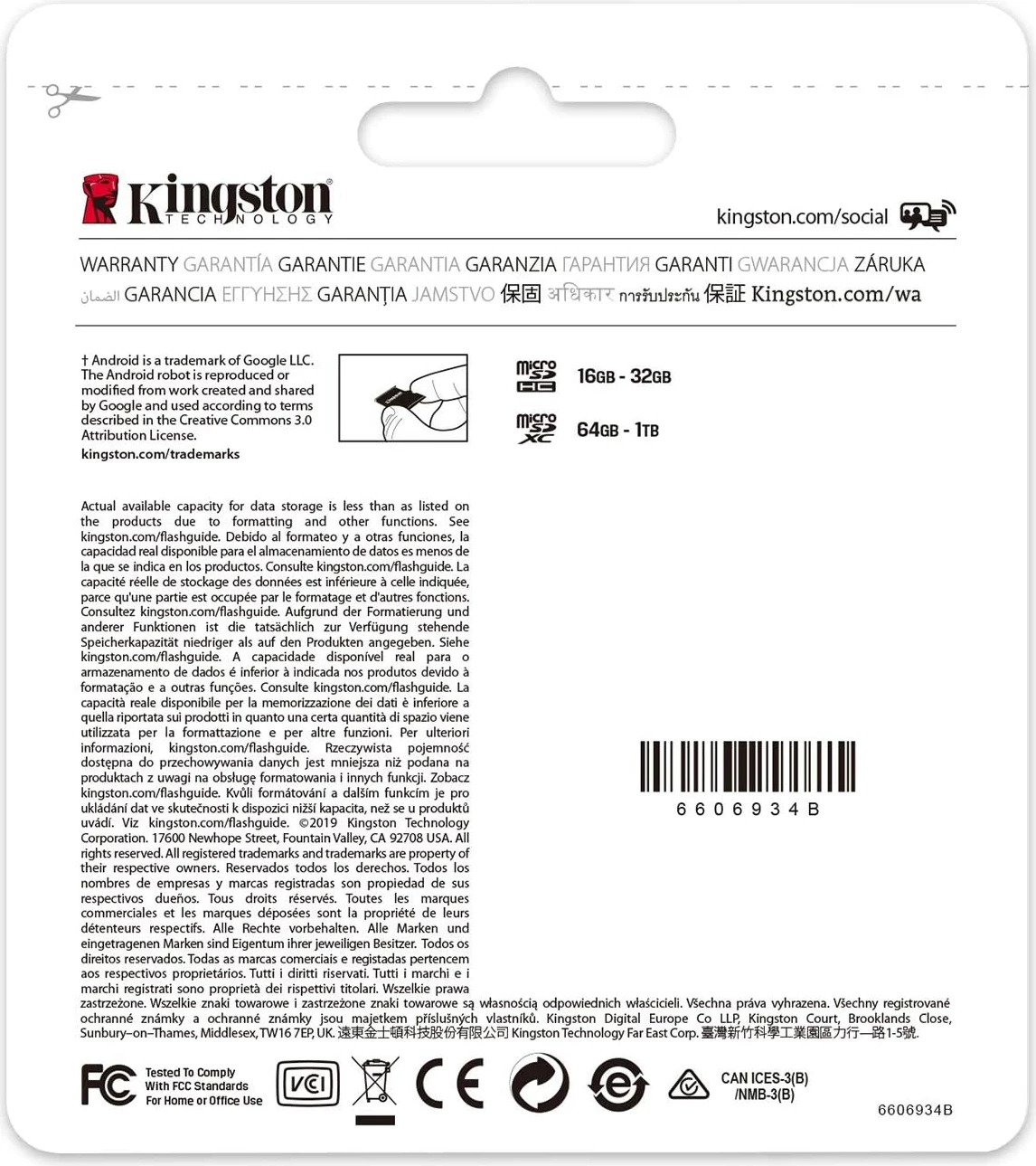 Kartelë microSD Kingston 32GB Classe 10 SDCS2/32GB me Adattatore SD