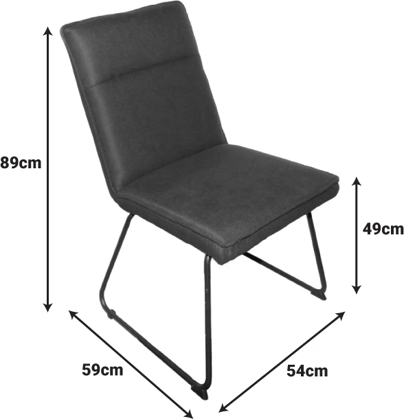 Karrige Essential, set prej 4 copash, material stof gri, këmbë metalike të zeza, 54x59x89cm