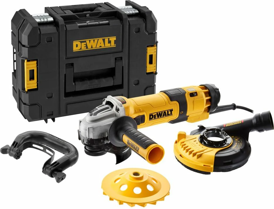 Brus këndor Dewalt DWE4257KT 1500 W 125 mm me rregullim shpejtësie, set me kuti TSTAK