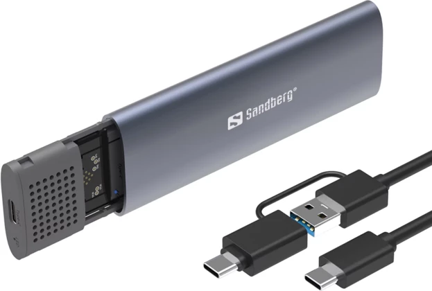 Kasë Sandberg 136-39 për SSD M.2 NVMe, USB 3.2 Gen 2 10Gbps, deri 4TB, gri e errët