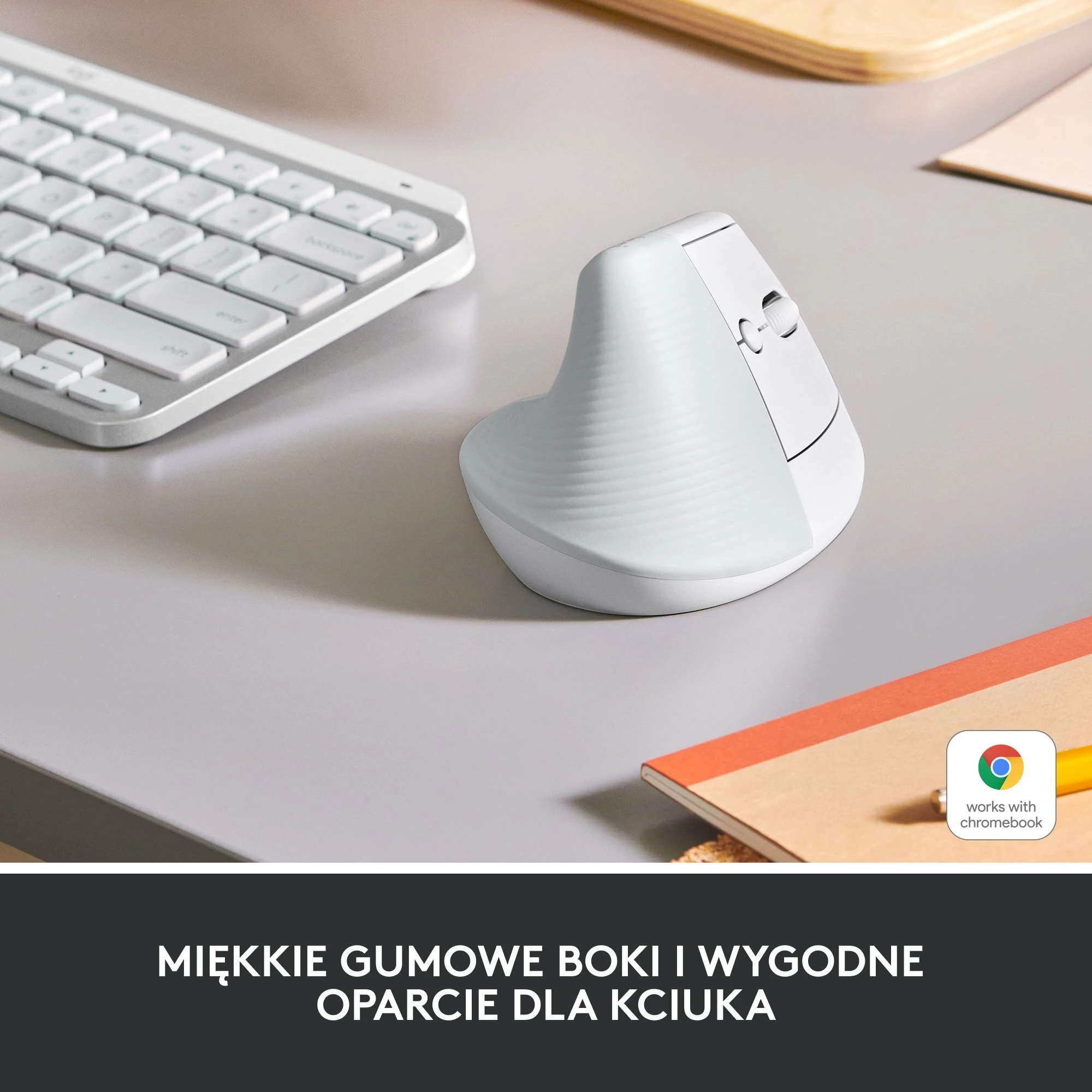 Maus vertikal wireless Logitech Lift 910-006475, 4000 DPI, Bluetooth/USB, 6 butona, për dorë të djathtë, i bardhë