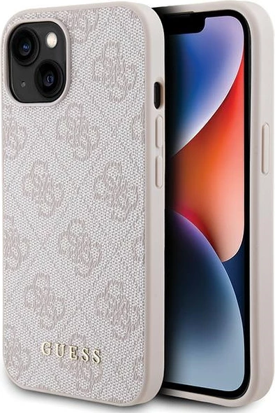 Mbështjellës Guess 4G Big Metal Logo për iPhone 15 Plus, rozë
