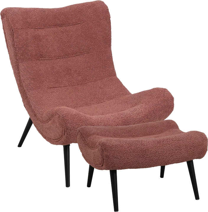 Karrige boucle me tabure, ngjyrë mollë e kalbur, 97x80x100cm