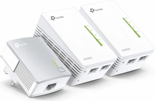 Powerline Wi‑Fi kit TP-LINK TL-WPA4220 TKIT AV600, Wi‑Fi 300Mbps, 2x LAN (WPA4220) + 1x LAN (PA4010), 3-pack, i bardhë