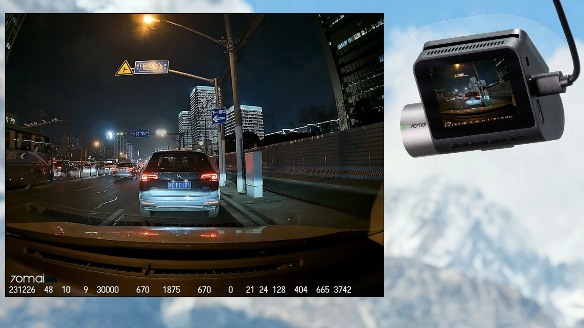 Kamerë regjistruese për veturë 70mai A510 1944p 60fps GPS 140° ekran 2" microSD deri 256GB, e zezë