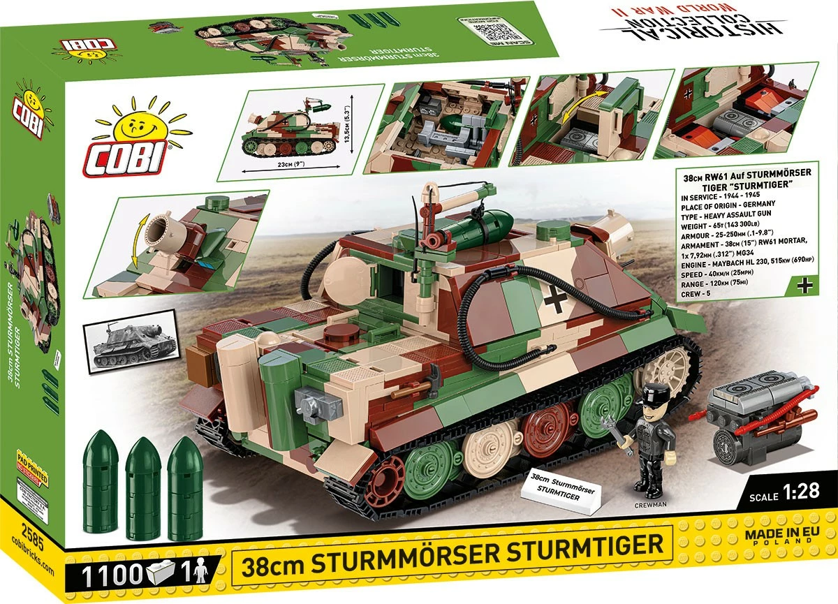 Set blloqe Cobi Klocki 38cm Sturmmörser Sturmtiger, 1100 pjesë, Kamuflazh