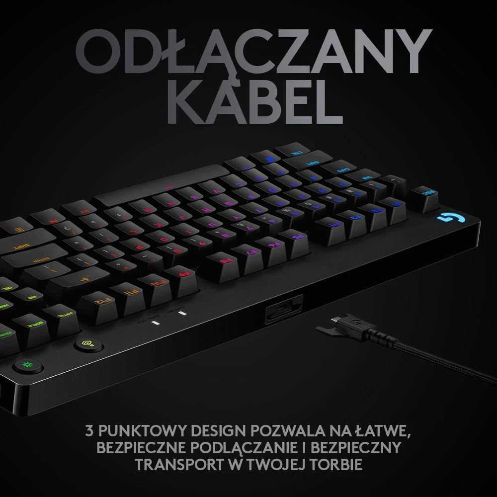 Tastierë gaming Logitech G PRO GX Blue 920-009392, TKL 80%, RGB, USB, US INTL, e zezë