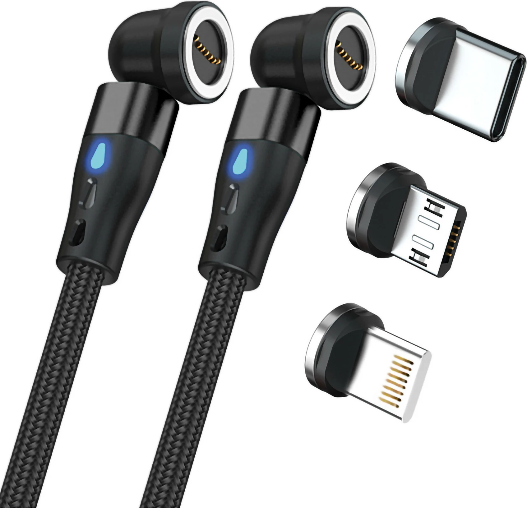 Kabllo magnetike RealPower 1m, me adapterë, e zezë