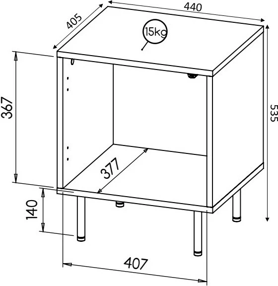 Komodinë Cama Mable Hole, 44x40.5x53.5 cm, e bardhë/mat