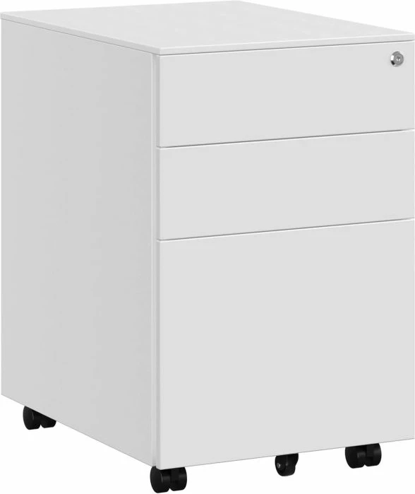 Kabinet zyre me rrota SONGMICS OFC60WT, 3 sirtarë, çelik, 39 x 52 x 60 cm, i bardhë