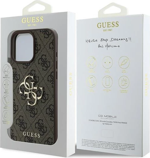 Mbështjellës Guess 4G Big Logo për iPhone 16 Pro, Kafe