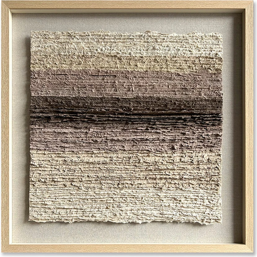 Pikturë dekorative katrore, letër, xham, ngjyrë bezhë-kafe-natyrale, 80x80x4 cm