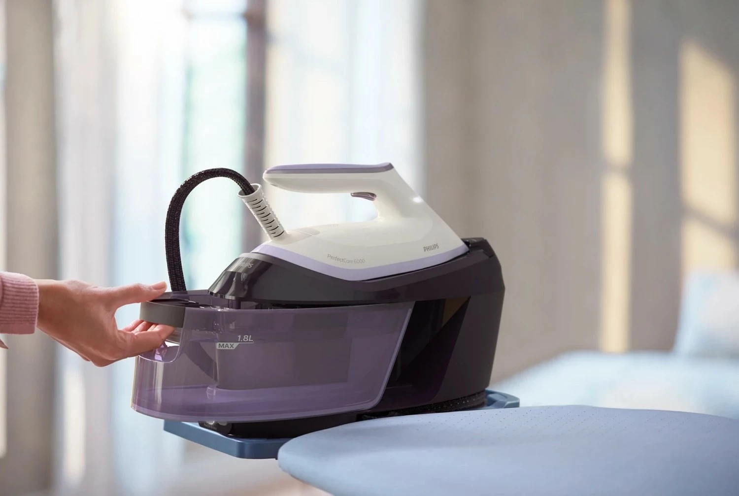 Hekur me avull Philips PerfectCare 6000 PSG6024/30, 2400W, rezervuar i lëvizshëm, fiolet