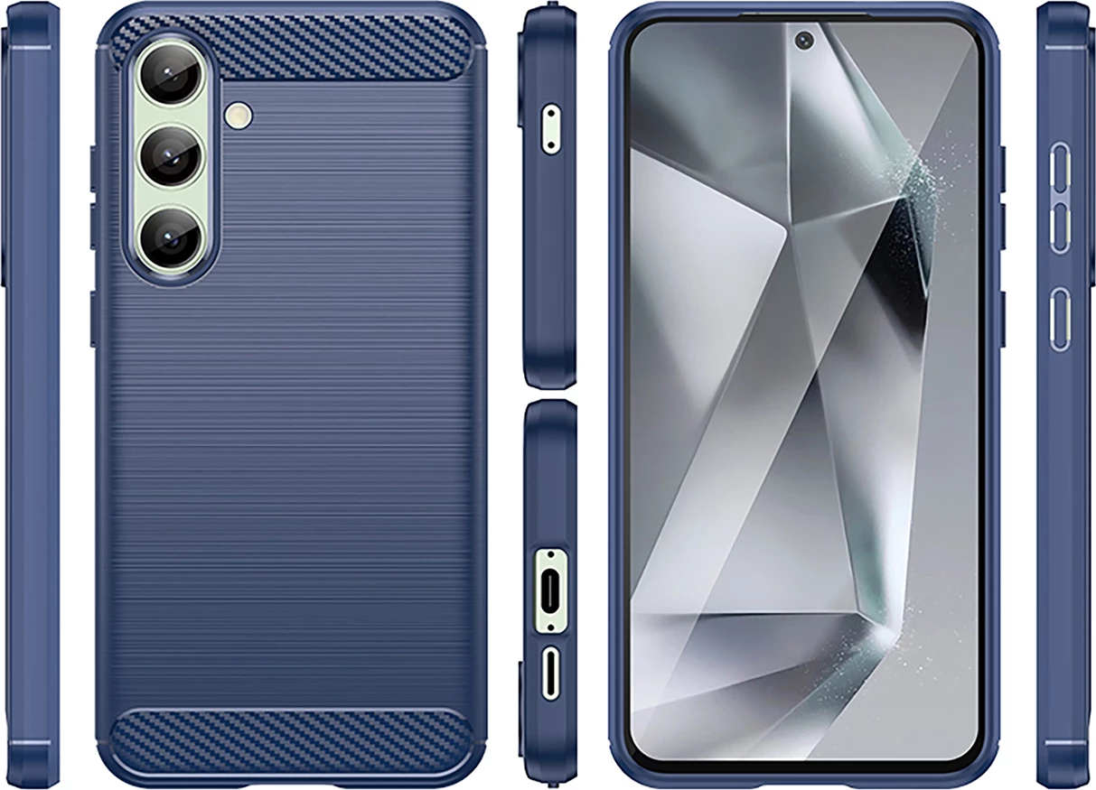 Mbështjellës Hurtel Carbon Case për Samsung Galaxy S24 FE, TPU, Kaltër