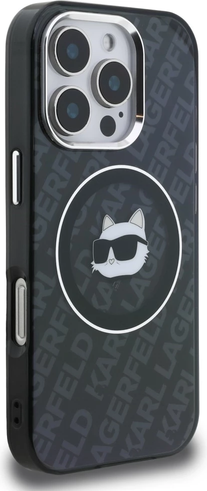 Mbështjellës MagSafe Karl Lagerfeld IML Choupette Head Logo për iPhone 16 Pro, TPU/PC, i zi, me kuti