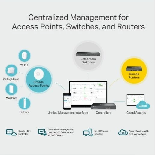 Kontroller cloud TP-LINK Omada OC300, 2x Gigabit, USB 3.0, kasë metalike gri