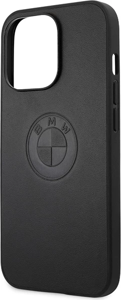 Mbështjellës BMW Leather Embossed për iPhone 13 Pro / iPhone 13, e zezë
