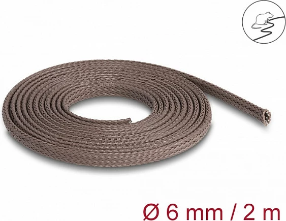 Mbështjellës i gërshetum për kabllo DeLOCK, 2 m, Ø6 mm, rezistent ndaj brejtësve, kafe